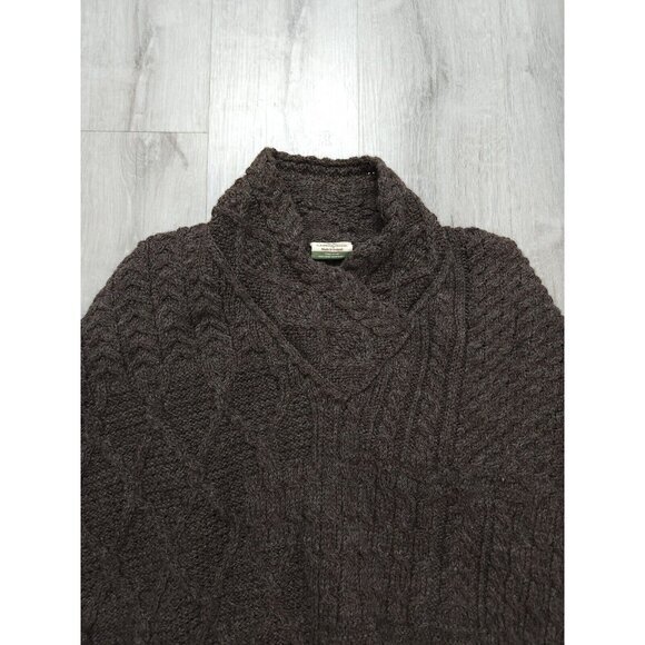 Carraig Donn Pure New Wool Poncho Fisherman Cable Knit Cape One Size - Picture 2 of 3
